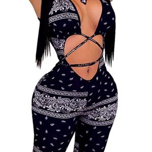 CUTUBLY Women's black Bodycon jumpsuit
